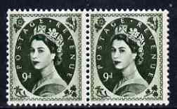 Great Britain 1960-67 Wilding 9d Crowns phos horiz marginal pair, one stamp with Frame flaw at lower left (R12/5) unmounted mint SG spec S128d, stamps on , stamps on  stamps on great britain 1960-67 wilding 9d crowns phos horiz marginal pair, stamps on  stamps on  one stamp with frame flaw at lower left (r12/5) unmounted mint sg spec s128d