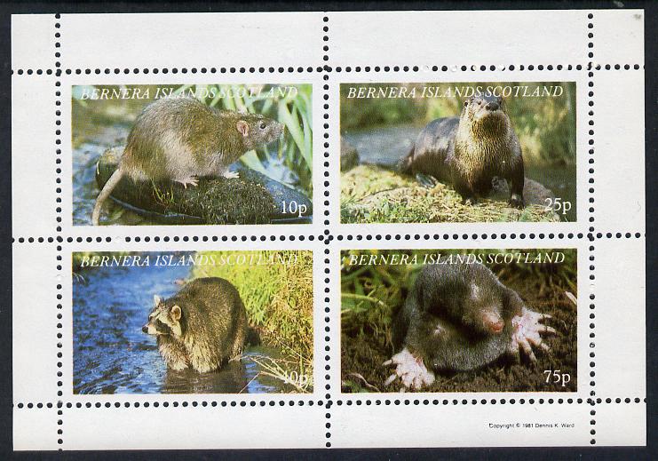 Bernera 1981 Animals (Otter, Rat, Mole) perf  set of 4 values (10p to 75p) unmounted mint, stamps on , stamps on  stamps on animals     rodents    rats    otters     moles