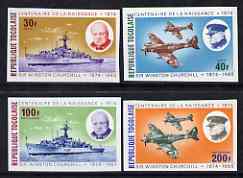 Togo 1974 Churchill imperf set of 4 from limited printing unmounted mint as SG 1047-50, stamps on 