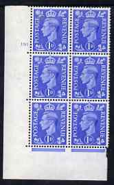 Great Britain 1950-52 KG6 1d light ultramarine corner block of 6 with cyl 191 no dot mounted mint cat A315, stamps on , stamps on  stamps on , stamps on  stamps on  kg6 , stamps on  stamps on 