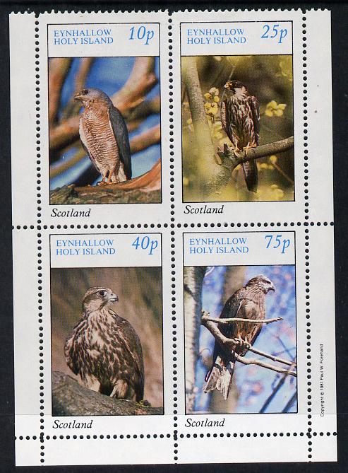 Eynhallow 1981 Birds of Prey #01 perf  set of 4 values (10p to 75p) unmounted mint, stamps on birds, stamps on birds of prey