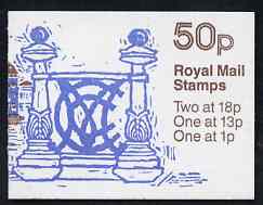 Great Britain 1987-88 MCC Bicentenary #3 (Lords Pavilion & Wrought Iron) 50p booklet with phosphor bands transposed (UMFB41ca), stamps on , stamps on  stamps on cricket
