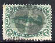 Newfoundland 1865-71 Atlantic Cod 2c green with light cork cancel, SG31, stamps on 
