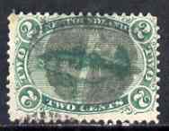 Newfoundland 1865-71 Atlantic Cod 2c green with light cork cancel, SG31