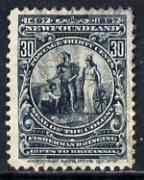 Newfoundland 1897 400th Anniversary Seal of Colony 30c slate-blue fine used but large thin, SG77, stamps on 