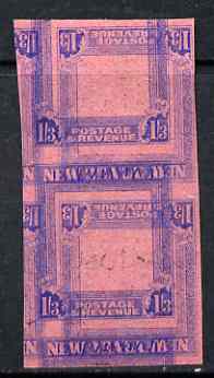 New Zealand 1947-52 KG6 1s3d imperf proof pair of frame only, doubly printed, one inverted, on pink safety paper, reverse shows frames Pakistan 4a and 8a, stamps on , stamps on  stamps on , stamps on  stamps on  kg6 , stamps on  stamps on 