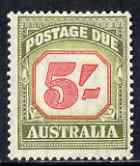 Australia 1953-59 Postage Due 5s very lightly mounted, SG D131, stamps on 
