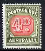 Australia 1958-60 Postage Due 4d die I very lightly mounted, SG D135, stamps on 