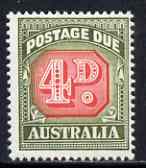 Australia 1958-60 Postage Due 4d die I very lightly mounted, SG D135, stamps on xxx