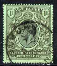 Kenya, Uganda & Tanganyika 1912-21 KG5 MCA 1r black on emerald with cds cancel, SG53a cat Â£50, stamps on , stamps on  kg5 , stamps on 