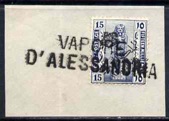 Egypt 1925c small piece bearing Proclamation 15m cancelled by straight line VAPORE D'ALESSANDRIA cachet in black (Maritime Mail), stamps on , stamps on  stamps on egypt 1925c small piece bearing proclamation 15m cancelled by straight line vapore d'alessandria cachet in black (maritime mail)