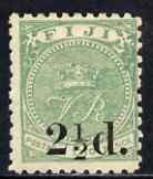 Fiji 1891 2.5d on 2d green fresh mounted mint, SG 70 cat £48, stamps on , stamps on  stamps on fiji 1891 2.5d on 2d green fresh mounted mint, stamps on  stamps on  sg 70 cat \a348
