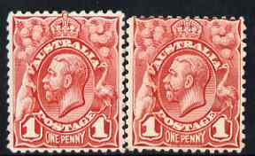 Australia 1913-14 KG5 Head 1d red mounted mint single with vert dash under E of One, SG17var, stamps on , stamps on  stamps on , stamps on  stamps on  kg5 , stamps on  stamps on 