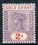 Gold Coast 1898-1902 QV CA 2d very fresh mounted mint, but diag crease SG 27b, stamps on , stamps on  qv , stamps on 