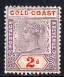 Gold Coast 1898-1902 QV CA 2d very fresh mounted mint, SG 27b, stamps on , stamps on  qv , stamps on 
