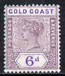 Gold Coast 1898-1902 QV CA 6d fine mounted mint, SG30, stamps on , stamps on  stamps on , stamps on  stamps on  qv , stamps on  stamps on 