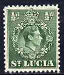 St Lucia 1938-48 KG6 1/2d green perf 12.5 unmounted mint SG 128a, stamps on , stamps on  kg6 , stamps on 