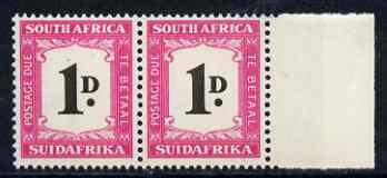 South Africa 1948-49 Postage Due 1d unmounted mint, SG D35, stamps on 