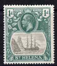St Helena 1922-37 KG5 Badge Script 1d single with variety 'Zig-zag flaw in water behind stern' (stamp 18) very lightly mounted mint SG 98var, stamps on , stamps on  stamps on , stamps on  stamps on  kg5 , stamps on  stamps on ships, stamps on  stamps on 