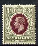 Somaliland 1921 KG5 3a purple & green Script with large white flaw under Kings eye mtd mint SG77var, stamps on , stamps on  kg5 , stamps on 