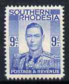 Southern Rhodesia 1937 KG6 def 9d pale blue unmounted mint, SG46, stamps on , stamps on  kg6 , stamps on 