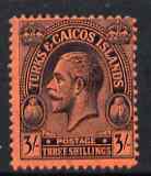 Turks & Caicos Islands 1922-26 KG5 3s MCA lightly mounted mint SG 175, stamps on , stamps on  stamps on , stamps on  stamps on  kg5 , stamps on  stamps on 