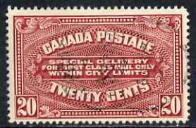 Canada 1922 Special Delivery 20c carmine fine used SG S4, stamps on , stamps on  stamps on canada 1922 special delivery 20c carmine fine used sg s4