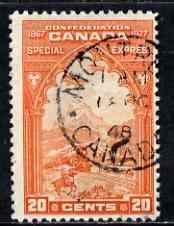 Canada 1927 Special Delivery 20c orange cds used SG S5, stamps on , stamps on  stamps on canada 1927 special delivery 20c orange cds used sg s5