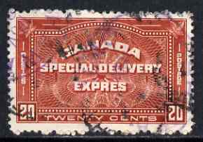 Canada 1930 Special Delivery 20c brown-red good used but ragged perfs, SG S6, stamps on 
