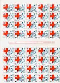 Tuvalu 1988 Red Cross 50c complete imperf sheet of 40 (2 panes of 20 with gutter between) as SG 520, stamps on wholesale