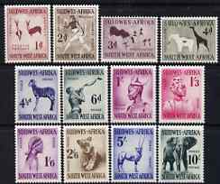 South West Africa 1954 Animals definitive set 1d to 10s complete mounted mint SG154-65 cat 5, stamps on animals