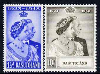 Basutoland 1948 KG6 Royal Silver Wedding perf set of 2 mounted mint, SG 36-37, stamps on , stamps on  stamps on royalty, stamps on  stamps on silver wedding, stamps on  stamps on  kg6 , stamps on  stamps on 