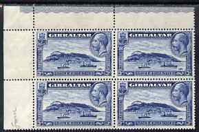 Gibraltar 1931-55 KG5 Rock 3d blue P14 corner block of 4 diag gum creases and light overall toning but stamps unmounted mint, SG113, stamps on 