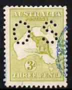 Australia 1915-28 OFFICIAL Roo 3d yellow-olive die I with OS perfin cds used SG O45, stamps on , stamps on  stamps on kangaroos