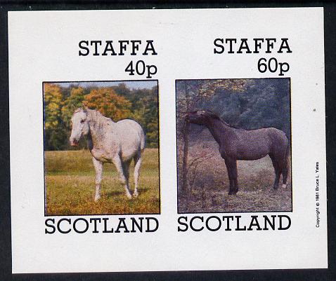 Staffa 1981 Horses #2 imperf  set of 2 values unmounted mint, stamps on , stamps on  stamps on animals    horses