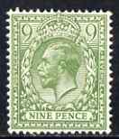 Great Britain 1924-26 KG5 Block Cypher 9d olive-green mounted mint, SG427, stamps on , stamps on  stamps on great britain 1924-26 kg5 block cypher 9d olive-green mounted mint, stamps on  stamps on  sg427