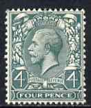 Great Britain 1924-26 KG5 Block Cypher 4d grey-green mounted mint, SG424, stamps on 