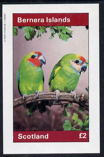Bernera 1982 Parrots imperf deluxe sheet (£2 value) unmounted mint, stamps on birds    parrots