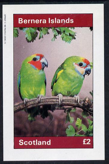 Bernera 1982 Parrots imperf deluxe sheet (Â£2 value) unmounted mint, stamps on , stamps on  stamps on birds    parrots