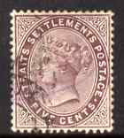 Malaya - Straits Settlements 1882 QV 5c purple-brown Crown CC fine used, SG48, stamps on , stamps on  qv , stamps on 