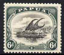 Papua 1910 Lakatoi 6d black & myrtle-green with watermark inverted, mounted mint, SG 53w, stamps on , stamps on  stamps on ships