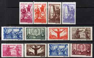 Rumania 1945 Patriotic Defence Fund perf set of 12, most values unmounted mint (top value centred high) SG 1746-57, stamps on , stamps on  stamps on rumania 1945 patriotic defence fund perf set of 12, stamps on  stamps on  most values unmounted mint (top value centred high) sg 1746-57