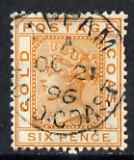 Gold Coast 1884-91 QV Crown CA 6d with fine APPAM code A cds of OC 21 96 (ex Ken McRae) SG 17, stamps on 