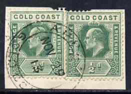 Gold Coast 1907-13 KE7 MCA 1/2d horiz pair on piece with APPAM double ring cds of NO 29 13 (ex Ken McRae) SG 59, stamps on 
