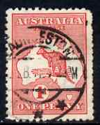 Australia 1913-14 Roo 1d red good used with large flaw in Bight (constant Die II column 1), ragged perfs, SG 2var, stamps on , stamps on  stamps on kangaroos, stamps on  stamps on maps