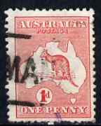 Australia 1913-14 Roo 1d red good used with break in right frame (constant Die IIa), SG 2var, stamps on kangaroos, stamps on maps