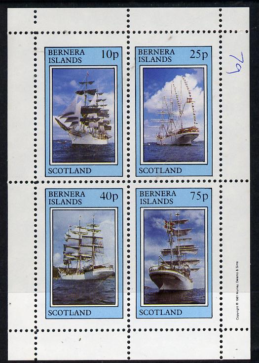 Bernera 1981 Tall Ships perf  set of 4 values (10p to 75p) unmounted mint, stamps on , stamps on  stamps on ships