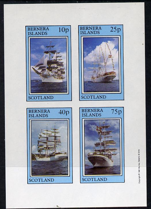 Bernera 1981 Tall Ships imperf  set of 4 values (10p to 75p) unmounted mint, stamps on , stamps on  stamps on ships