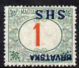 Yugoslavia - Croatia 1918 Postage Due 1f with Hrvatska SHS opt inverted mounted mint SG D85var, stamps on 