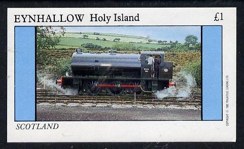 Eynhallow 1982 Steam Locos #07 imperf souvenir sheet (£1 value) unmounted mint, stamps on railways
